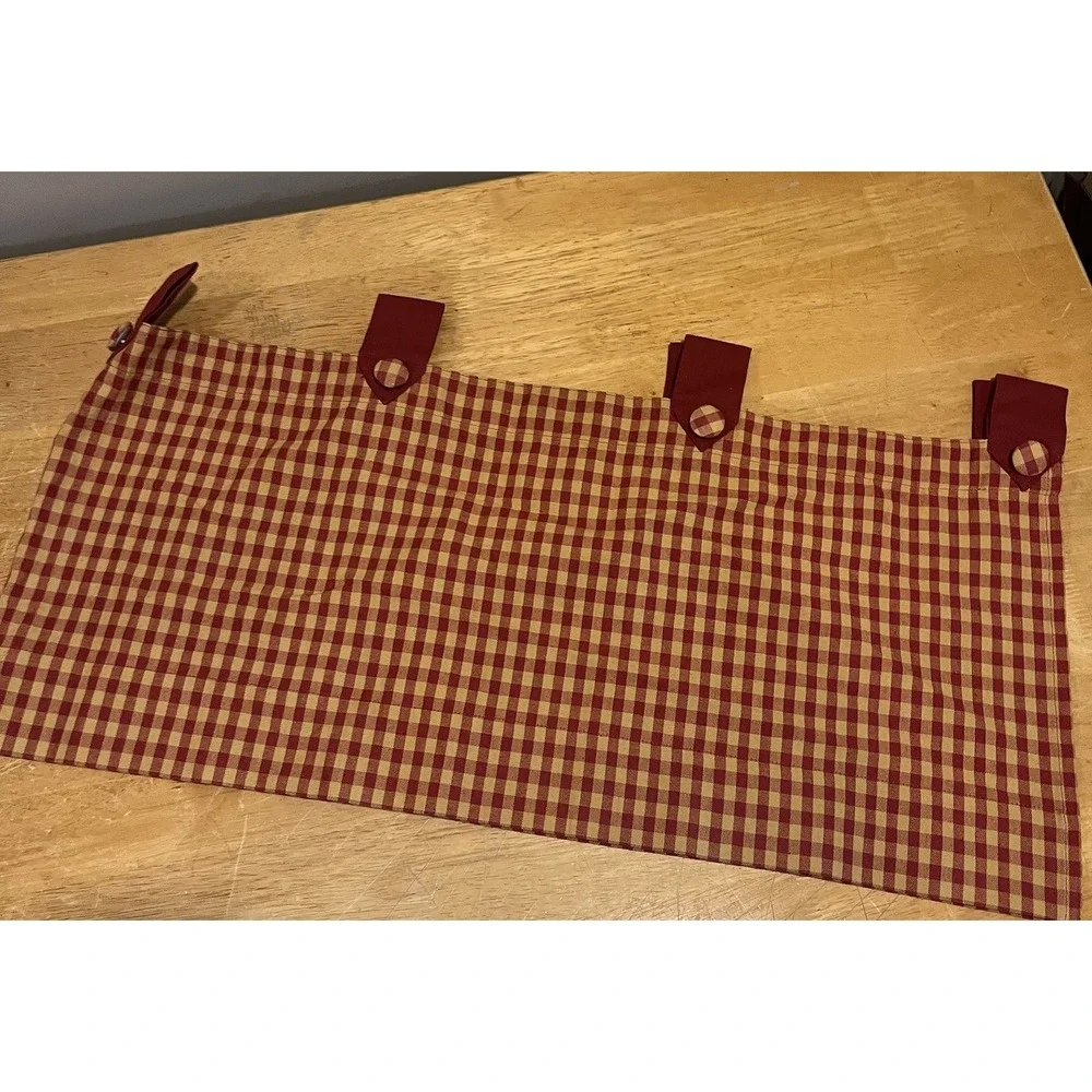 JCPenney Home Country‎ Red Yellow Gingham Valance Tab Button 60x36